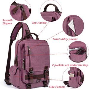 Unisex Waxed Canvas Messenger Sling Bag